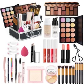 Professional Makeup Set,MKNZOME Make Up Set With Make-up Bag Portable Travel Makeup Kit Birthday Xmas Makeup Gift Set Eyeshadow Palette Foudation Concealer for Women Girls
