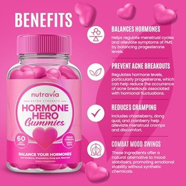 Nutravia Gomitas para Equilibrar las Hormonas de la Mujer + Suplemento para Aliviar el Síndrome Premenstrual: Favorecen los Cambios de Humor, Aclaran 