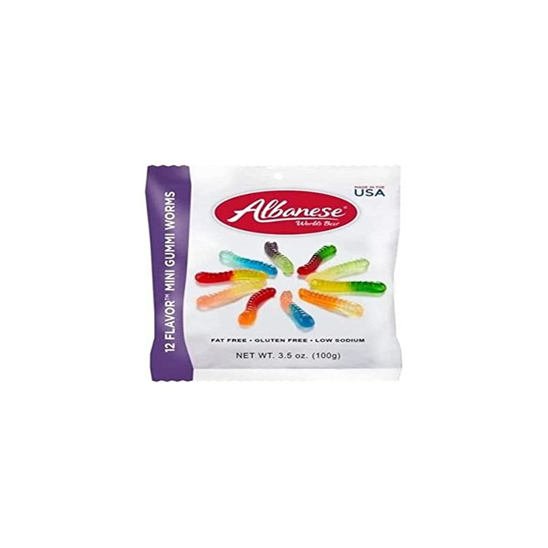 Albanese Gummi (1 bag) 3.5oz (12 Flavor Mini Gummi Worms)
