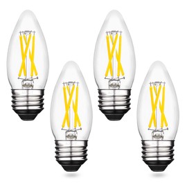 AIELIT E26 LED Candelabra Bulb 40 Watt Equivalent Dimmable, Bright White 5000K, 4W Clear Filament B11 LED Light Bulb for Chandelier, Ceiling Fan, Pendant Lights, 4-Pack