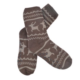 TrendsBlue Extra Thick Reindeer Non-Skid Thermal Fleece-lined Knitted Plush Socks, Brown