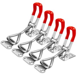 houya 4 Pack Toggle Latch Clamp 4001 Adjustable 304 Stainless Steel Toggle Hasp Latches for Smoker Lid Jig Freezer Door Cooler Box Case Trunk Draw Chest, Quick Release 330Lbs Holding Capacity