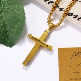 Cupimatch Men's Stainless Steel Cross Pendant Celtic Knot Cross Key Cross Pendant Women's Necklace Collar Men Necklace Jewellery Gifts for Men Women, Stainless Steel