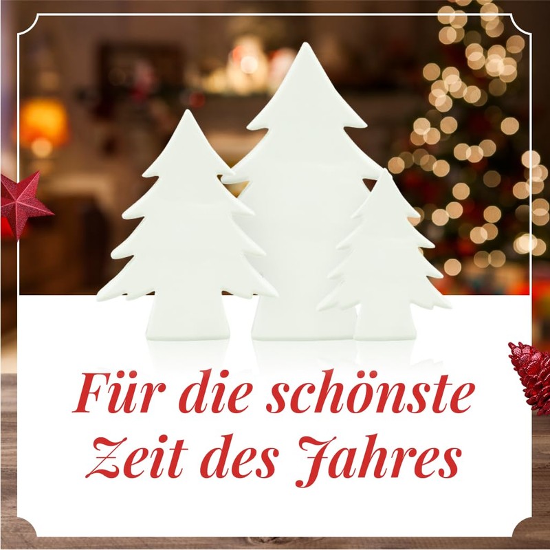 HEITMANN DECO Ceramic Christmas Tree Set of 3 White