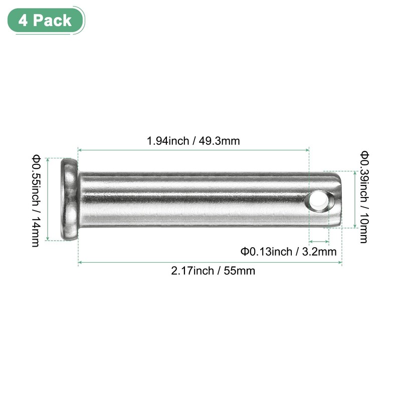 M METERXITY 4-Pack Single Hole Clevis Pins, M10 x 55mm