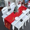 Christmas Table Runners Linen Red Table Runner Tablecloth with Reindeer