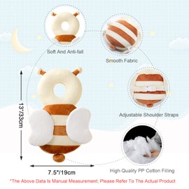 JINYJIA Baby Head Protection, Breathable Baby Head Protective Pads, Adjustable Baby Protective Pillow, for Toddlers Crawling and Learning to Run, for Children from 4 to 24 Months, Bee