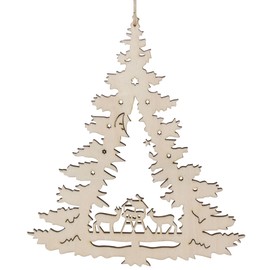 Winter Christmas Window Decoration Sawn Wooden Deer