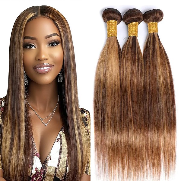Dokksiiia P427 Dark Brown and Honey Blonde Human Hair Bundles