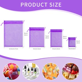 Crweety Organza Bags 6x9 In 50 Pcs Premium Organza Gift Bags Sachet Bags Mesh Bags Drawstring for Party Favor (Purple)