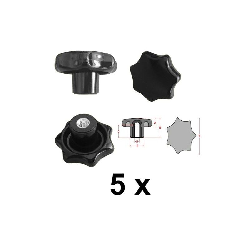 Pack of 5 – Grip Nut M10 Diameter 50 mm