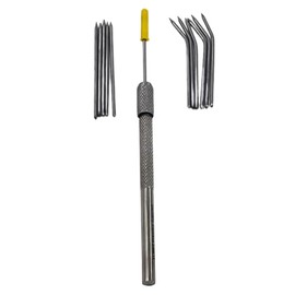 ArtLab-Pack of 12 Lab Dissecting Dissection Teasing Needle Straight Point Teasing Needles, Curved Point Teasing Needles with Plastic Handle (STR+CVD Needle with Adjustable Holder)