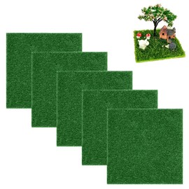 OUDQFCJ Pack of 5 Artificial Grass Miniature Garden, Crafts, Gnome Decoration, Miniature Lawn, Small, DIY, Miniature Garden Decoration (15 x 15 cm)