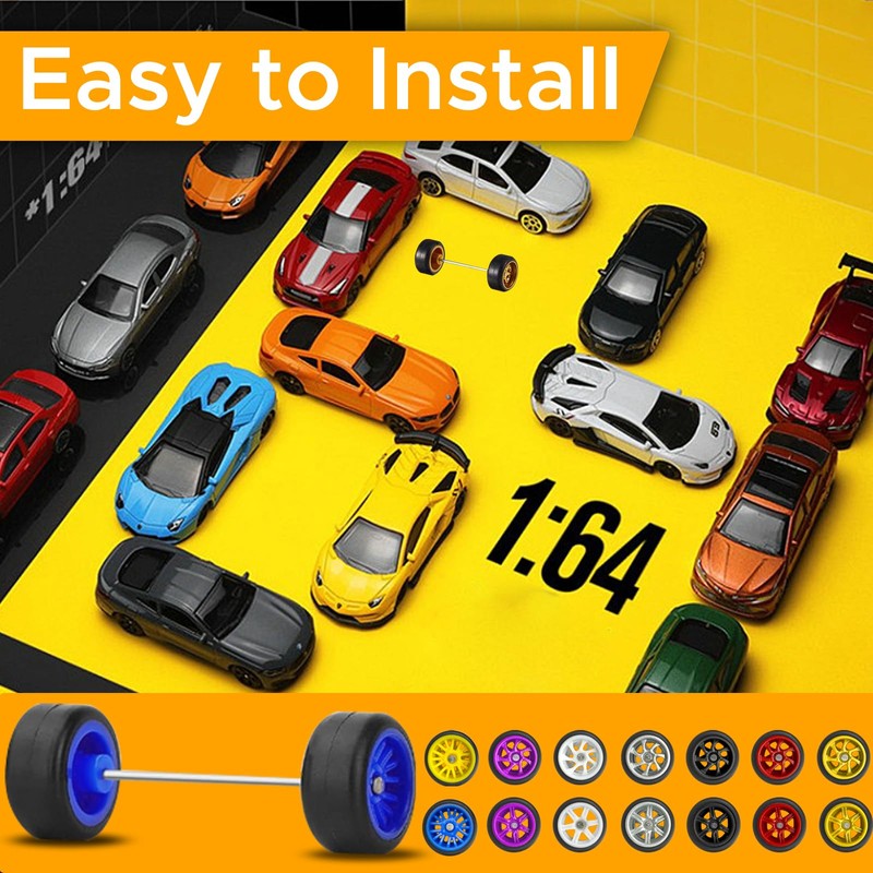 28 Set 1/64 Wheels and Tires Kit, 1:64 Scale Model