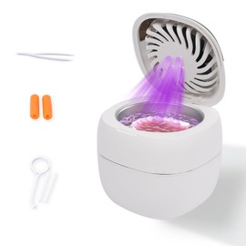 Ultrasonic Retainer Cleaner, Retainer Cleaner Machine for Dentures, Mouth Guards, Braces, Jewelry，45kHz Retainer Cleaner Machine, cleaning and drying functions, with Digital Timer (White)