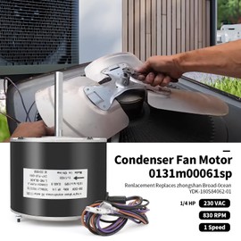 Wowewk 0131M00061SP, YDK-180S84062-01 Zongshan Broad-Ocean Motor Replaces Goodman, Janitrol P/N: 0131M00014PS, 1-Speed Condenser Fan Motor,208/230 Volts, 1/4 Hp, 1,100 RPM