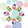 24Pcs Spring Floral Press on Nails Short Fake Nails Blue