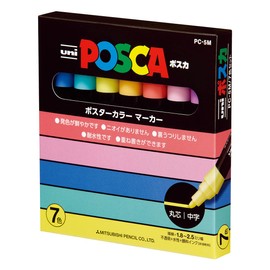 三菱鉛筆 水性ペン ポスカ 中字 丸芯 7色 PC5M7C