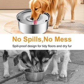 Spardar 3L Slow Feeder Dog Bowl, no Spill Water Bowl for Dogs for Feeding and Drinking, Dog Water Bowl Ddispenser with a Cleaning Brush, Suitable for Large, Medium and Small Cats and Dogs