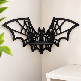 Wooden Bat Corner Shelf for Home Decor – Hollow Wall Display for Small Tealight Candles