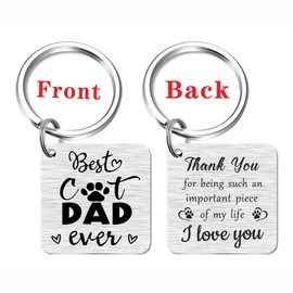 SOUSYOKYO Cat Dad Cat Lover Gifts for Men Women, Best Cat Dad Owner Valentines Day Birthday Keychain