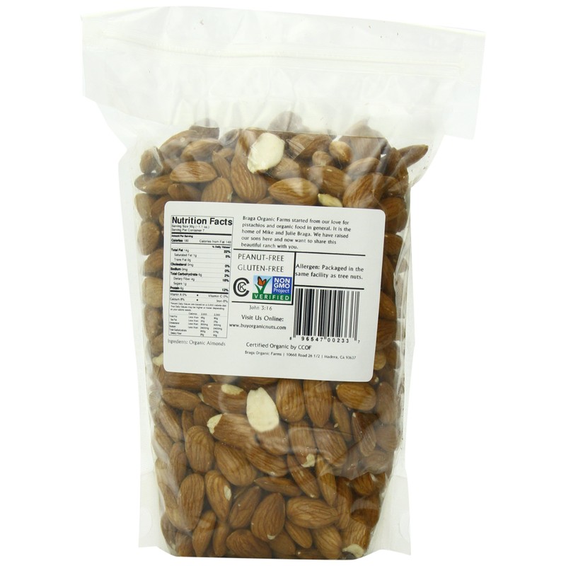 Braga Organic Farms Organic Natural Almonds 2 lb. bag