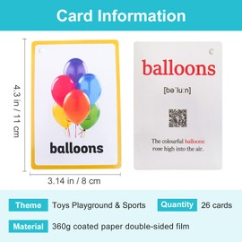 Lilias Toys Playground & Sports Flash Cards, Toddler Learning Toys, Preschool Learning Toys, Homeschool Supplies, Learning Supplies for Kindergarten, 4.3 X 3.14 Inch, 26Cards in Set