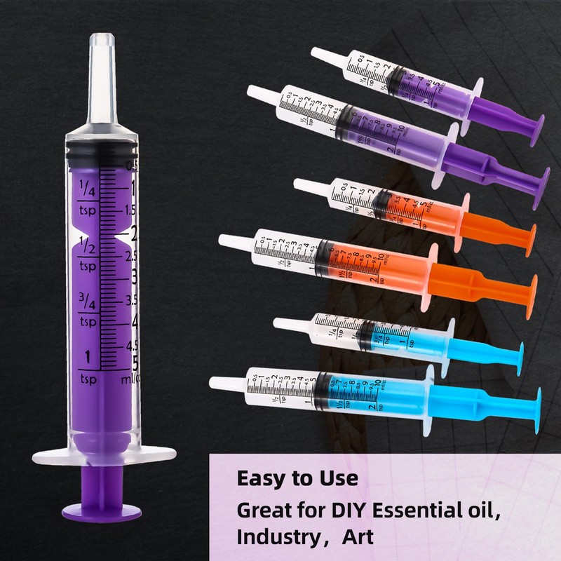 Gufastoe Pack of 50 5 ml Syringes with Protective Caps