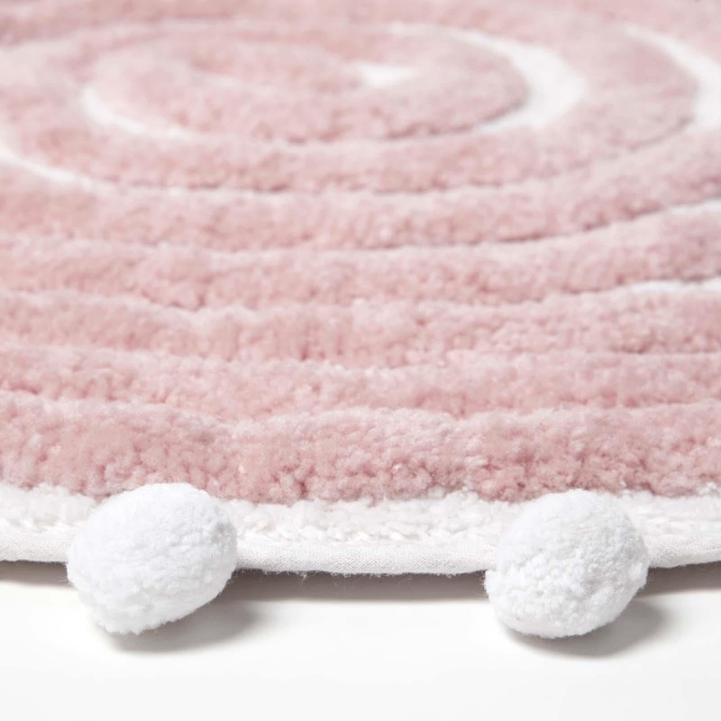 HOMESCAPES Cotton Blend Spiral Bath Mat Blush Pink Super Absorbent