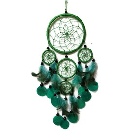 Moose546 19 inch Green Dream Catchers with Feathers and Beads Wind Chimes, Indoor Outdoor Hanging Decor D-005