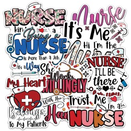 Nurse Sticker 8 Pcs (Large Size) Vinyl Stickers Laptop Waterproof Decal for Car Bumper Water Bottle Notebook Window Nursing Students Birthday Decorations - Size 4 Inches