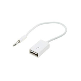 adaptare 14030 10 cm Aux-In-Kabel 3,5-mm-Klinke-Stecker auf USB 2.0-Buchse Typ A weiß