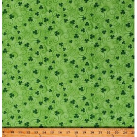 FlashPhoenix Quality Sewing Fabric – 100% Cotton Shamrocks Clovers Saint Patrick's Day Fabric Print by The Yard Size: 36" x 44"
