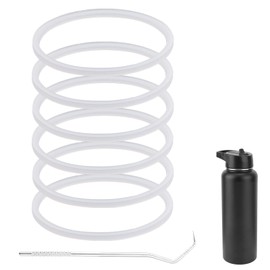 6 Pcs Gasket Replacements for IRON °FLASK Wide Mouth Camping & Hiking Hydration Straw Flask 32/40/64 oz, Leak-Proof Silicone Sealing Ring Gaskets for IRON °FLASK Carabiner Straw Lid BPA Free