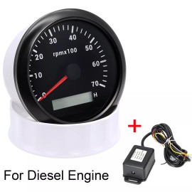 MAIMEIMI 85mm Diesel Engine Tachometer 7000RPM Gauge With Tacho Adapter RPM Signal Sensor