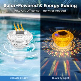 Pool Chlorine Floater Solar Light, Floating Chlorine Dispenser with Colorful Light for Swimming Pool Outdoor, Fits 1" and 3" Tablets, Adjustable Flow, Remote Control, Suitable for Bathtub Party Decor
