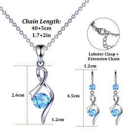APMGONT Jewellery Set Silver Women's Silver Twist Necklace & Hook Earrings Hanging Dangle Earrings Twist Pendant Necklace with Cubic Zirconia Gift for Birthday Christmas, Alloy Steel, No Gemstone