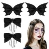 4PCS Halloween Bows Bone Hair Clips Skeleton Hand Bat Spooky