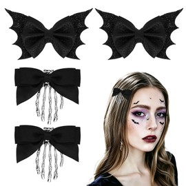 4PCS Halloween Bows Bone Hair Clips Skeleton Hand Bat Spooky Hair Clip