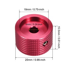 uxcell® Stereo Knob, 25 * 6 * 15.5 mm Aluminium Alloy, Volume Control Knobs, Red 2pcs
