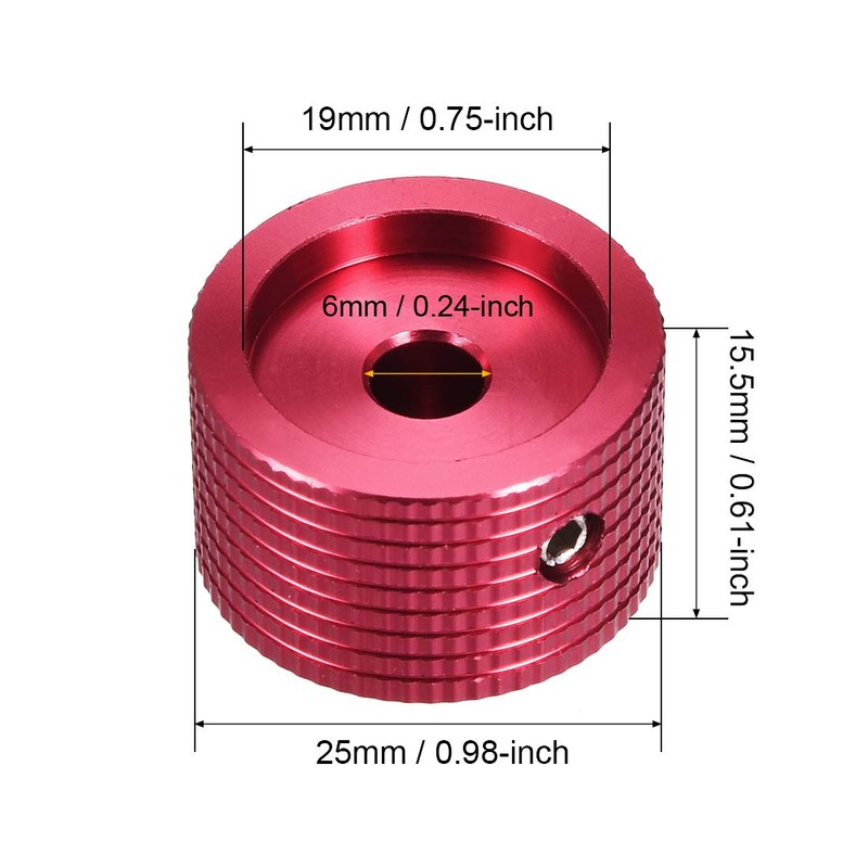 uxcell® Stereo Knob, 25 * 6 * 15.5 mm Aluminium