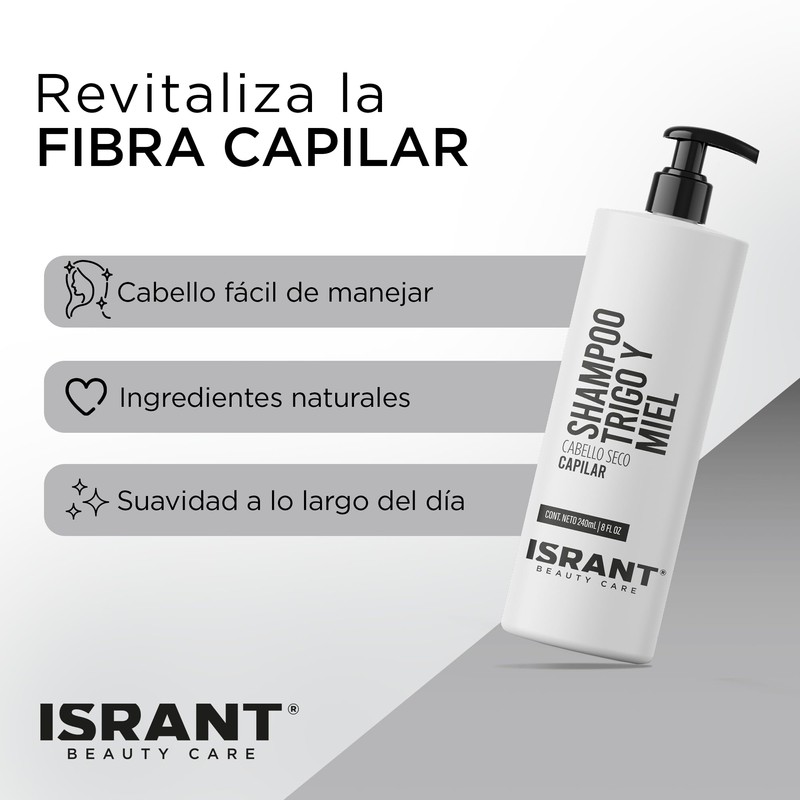 ISRANT | Shampoo Nutritivo de Trigo y Miel - Fortalece