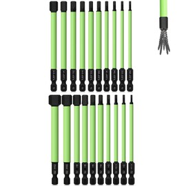 TLEEP 20 x 1/4" 100MM Long Allen Wrench Drill Bits, 1.5MM to 12MM & 5/64" to 5/16", Hex Head Allen Bit Set S2 Steel Magnetic Tips Screwdriver Set for Ikea Type Furniture, SAE & Metric Hex Bit Set