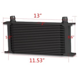 G-PLUS Aluminum 19 Row Engine Transmission Oil Cooler Kit & Oil Cooler Sandwich Plate English Style Compatible with LS1 LS2 LS3