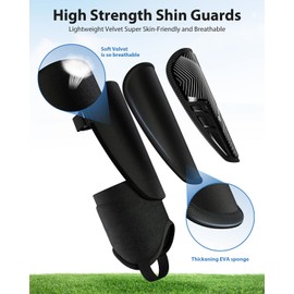 Upgraded Soccer Shin Guards for Kids Youth Adults, CE Certified AirsFish Shin Guard Sleeves Protection Gear for Boys Girls Soccer Games EVA Cushion Reduce Shocks and Injuries (Large, Black)
