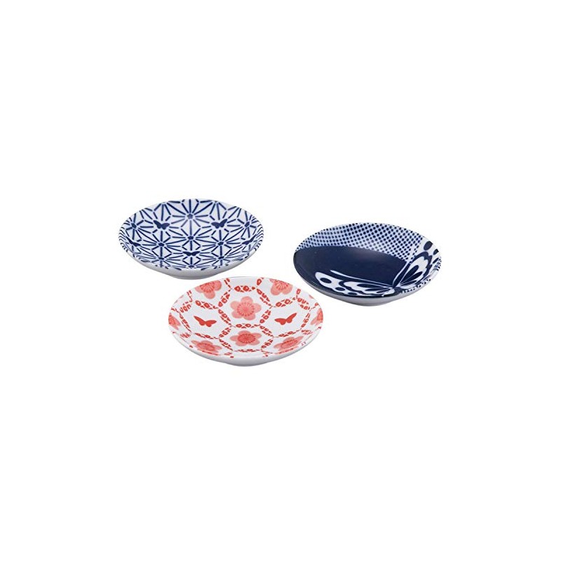 Hanae MC1300-135 Mori Komon Bean Plate, Set of 3