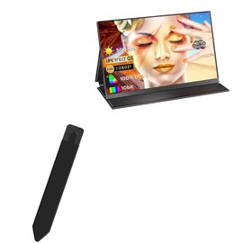 BoxWave Stylus Pouch Compatible with UPERFECT QLED Portable Monitor N156N01 (15.6 in) - Stylus PortaPouch, Pen Stylii Holder Carrier Portable Self-Adhesive - Jet Black