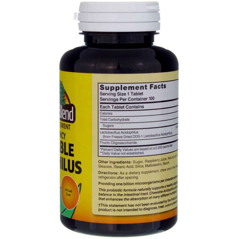 Nature's Blend Acidophilus Chewable Raspberry Flavor - 100 Tablets, Pack