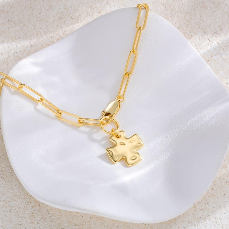 CHESKY 14K Gold Plated Chunky Cross Necklace for Women Trendy
