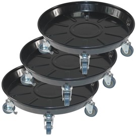 14" Heavy Duty Plant Dolly with Wheels, 280lbs Metal Rolling Plant Stand with Casters, Round Wheeled Planter Caddy Roller Base Carry Potted Tree Flower Pot for Indoor Outdoor Garden, 3 Pack, Black